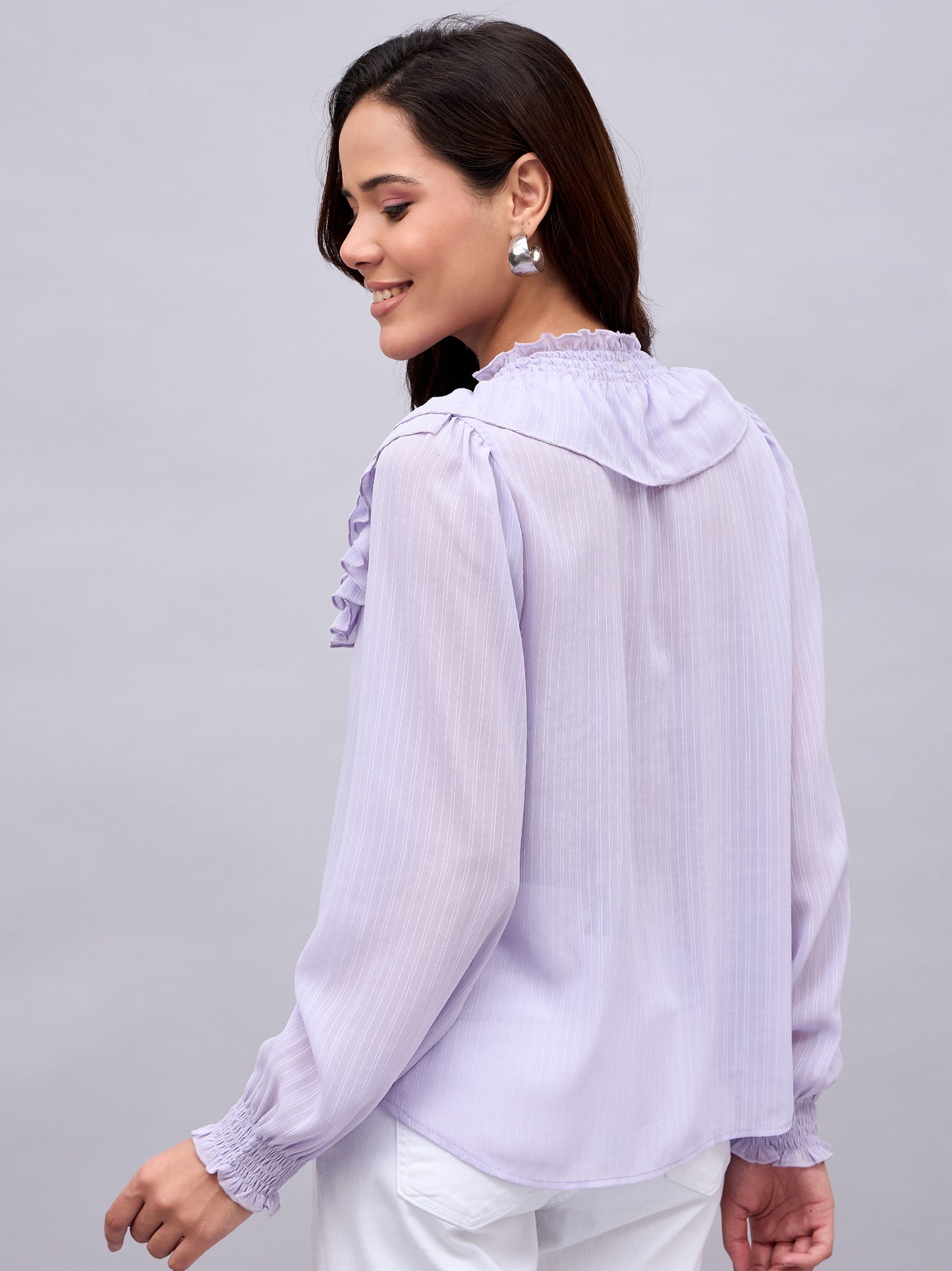 Lavender Ruffle Detail Top