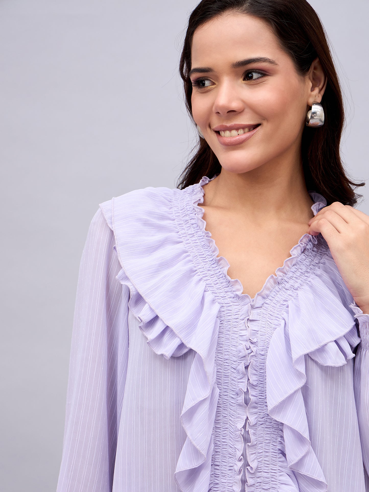 Lavender Ruffle Detail Top