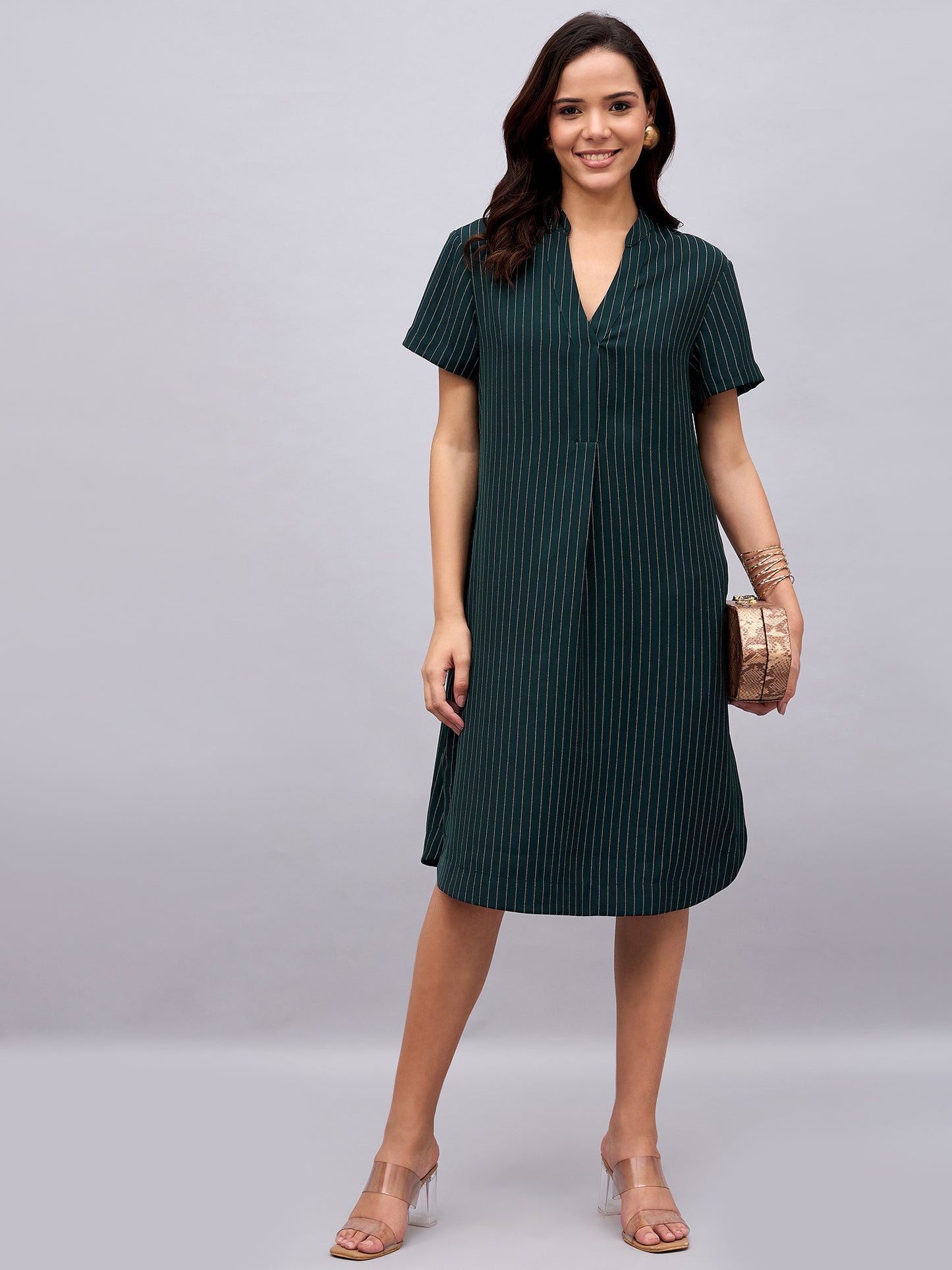 Harper Striped A-Line Shirt Dress