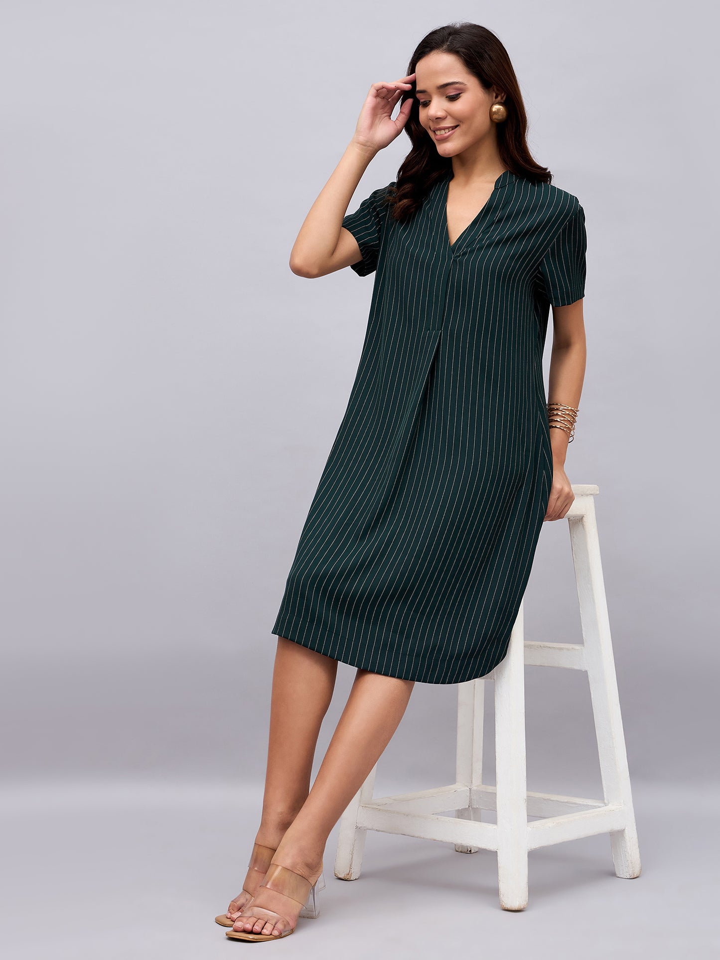 Harper Striped A-Line Shirt Dress