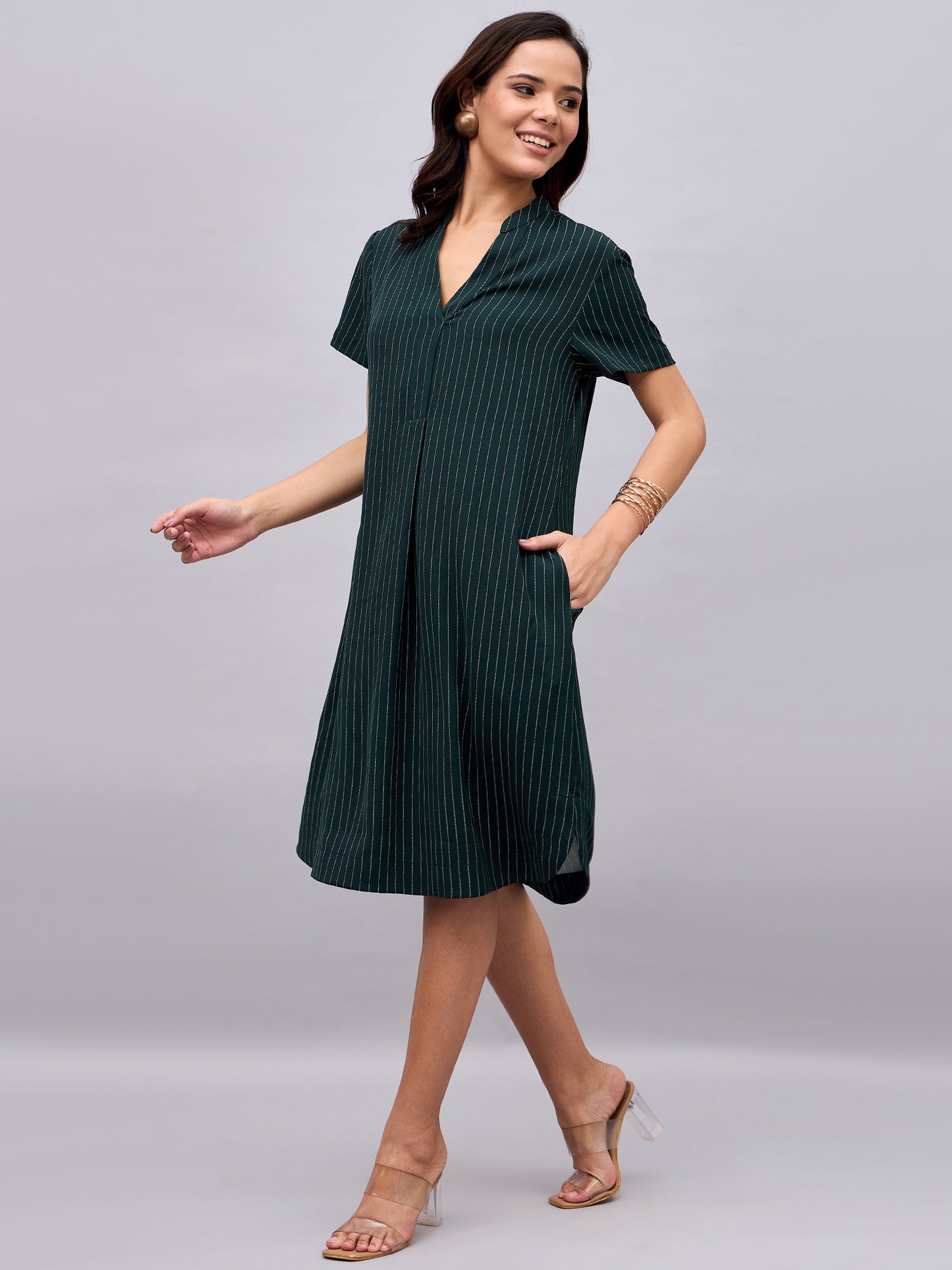 Harper Striped A-Line Shirt Dress